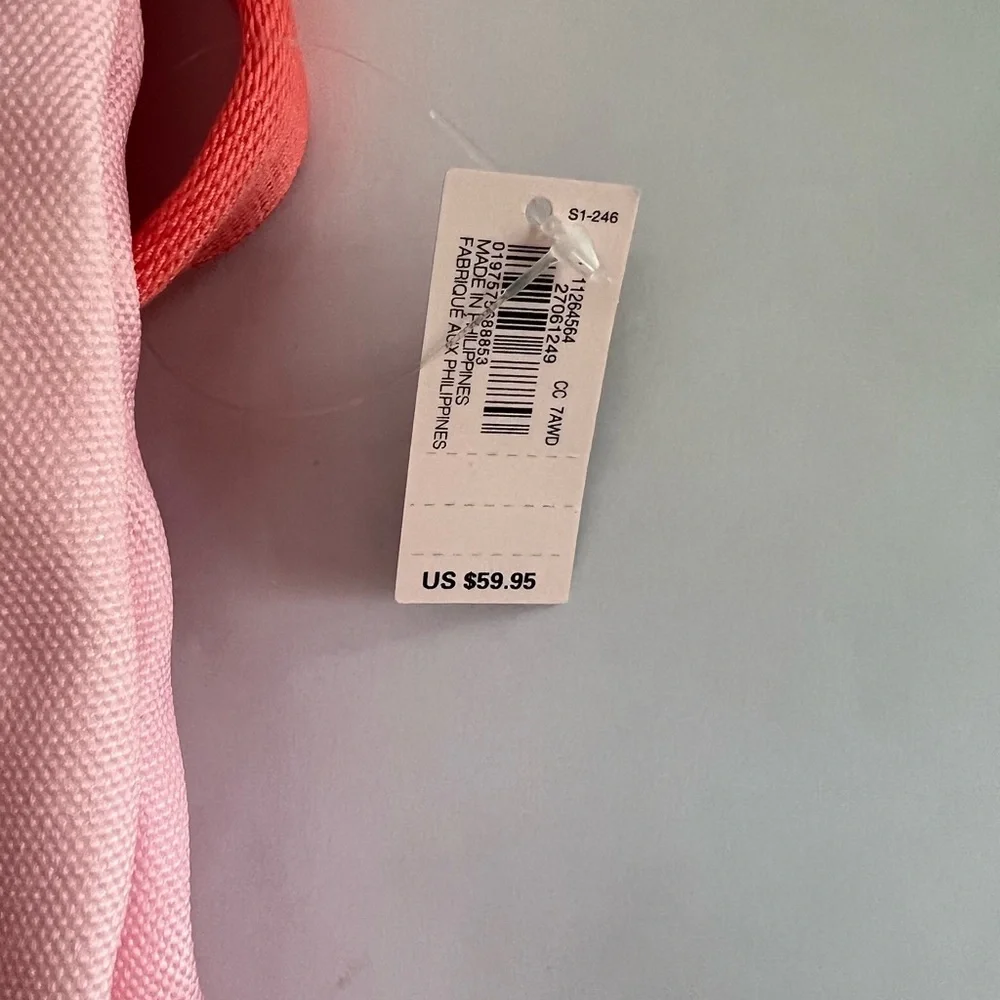 Victoria's Secret Coral and Pink Striped Beach Cooler Backpack - Picture 6 of 6
